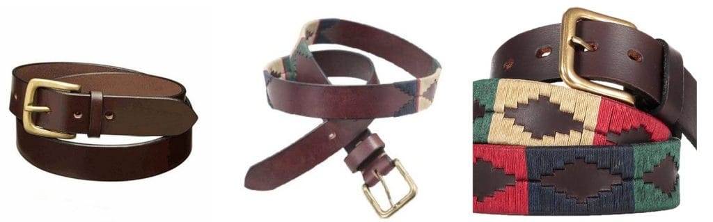 Examples of three Argentina leather polo belts.