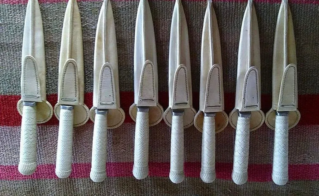 A beautiful set of gaucho knives in their scarab.