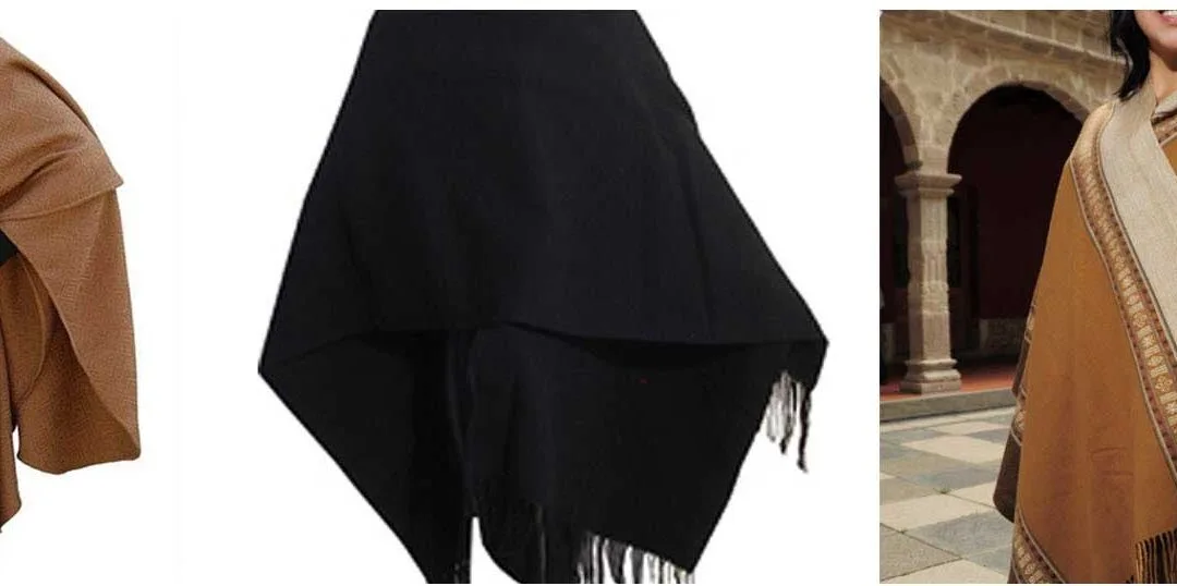 Three examples of Argentine textiles alpaca ruanas.