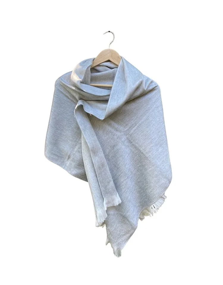 Gray light weight alpaca wrap styled shawl