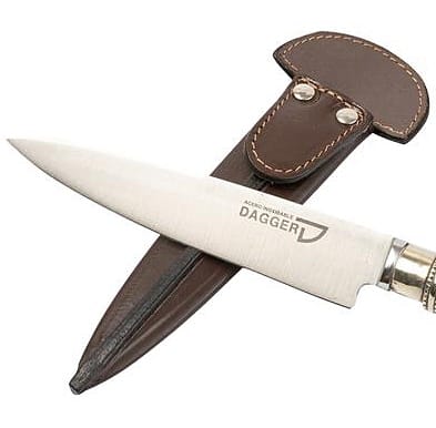 A VERY ELEGANT FINISHED GAUCHO KNIFE WITH FULL TANG FIXED BLADE, ACCENTED WITH ALPACA SILVER - HAND CRAFTED IN ARGENTINA -EA-CI0000320/1022
