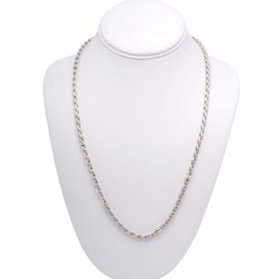 Solid sterling silver and gold rope unisex chain.