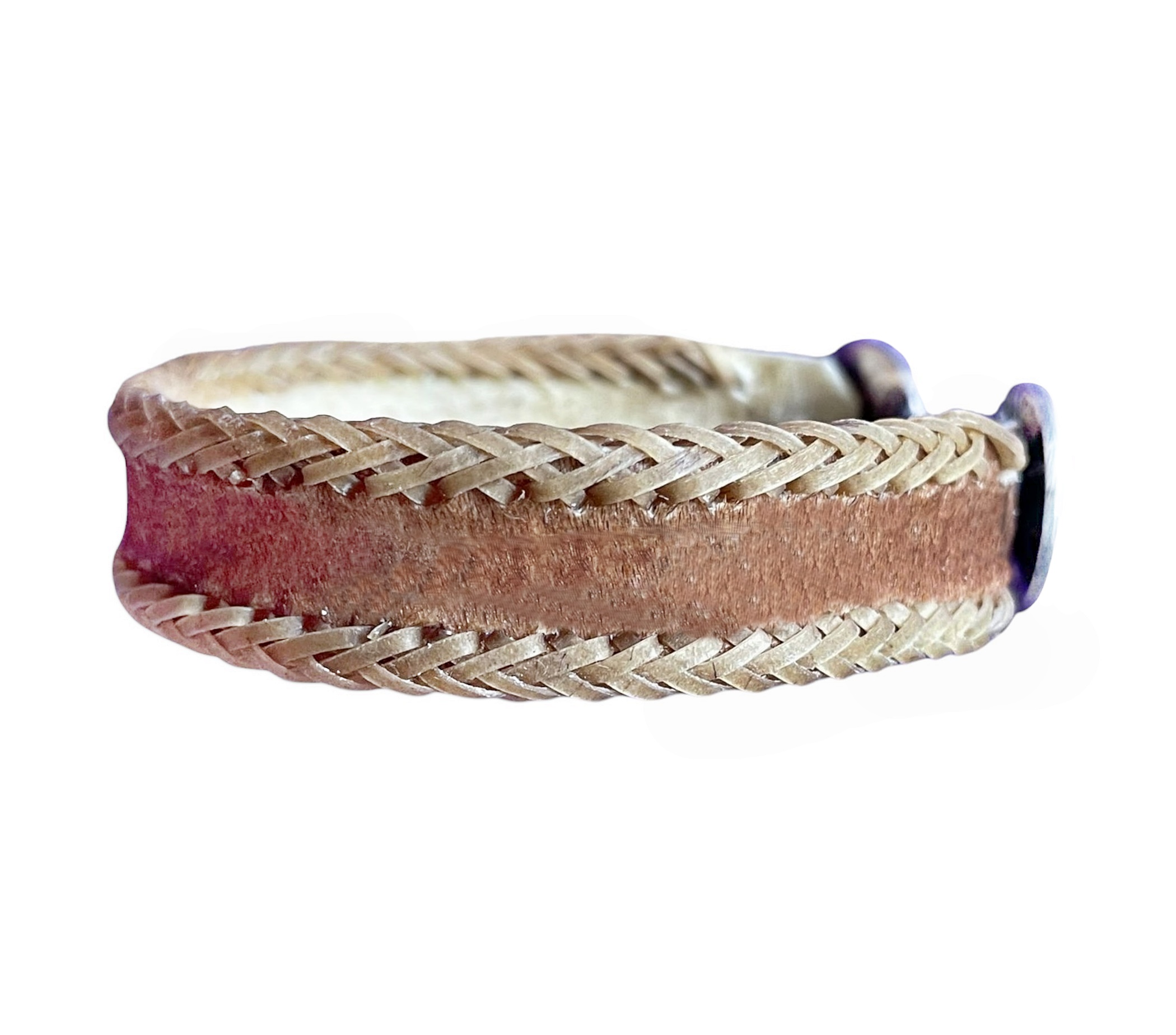 HANDMADE BRAIDED RAWHIDE LEATHER BRACELET - UNISEX ALPACA SILVER DOUBLE HORSEHEAD MOTIF
