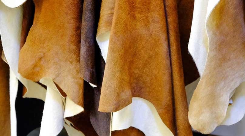 Argentine leather hides on exhibit.