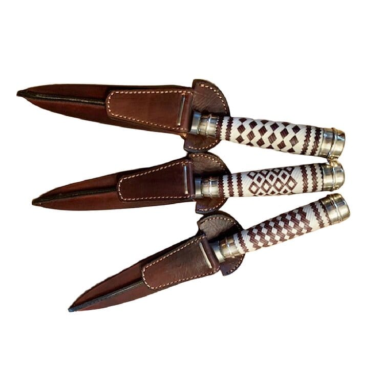 ARGENTINIAN GAUCHO FIXED BLADE KNIFE - HAND BRAIDED RAWHIDE LEATHER HANDLE - MM-37