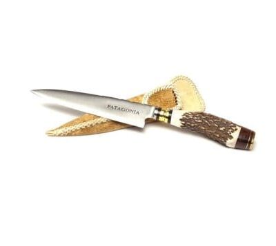 Handmade staghorn gaucho knife with Patagonia stainless steel blade.