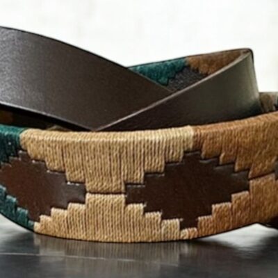 Genuine artisan leather belt with solid brass buckle.