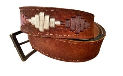 POLO PLAYER BELT OF AUTHENTIC CARPINCHO / CAPYBARA HIDE AND EMBROIDERED IN ARGENTINE DESIGN – ARG-CIN826/899-BR