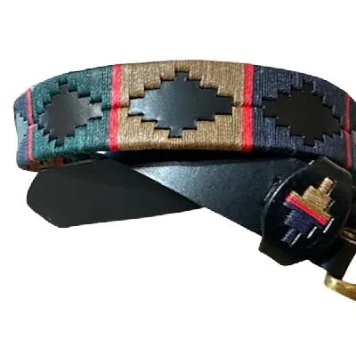 Premium harness leather belt with colorful stripes
