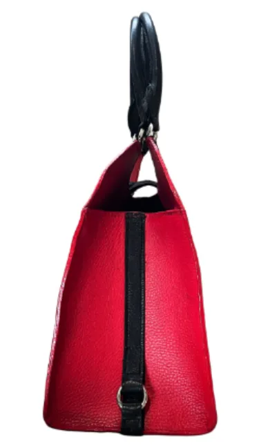 red and black extra large handbag side view