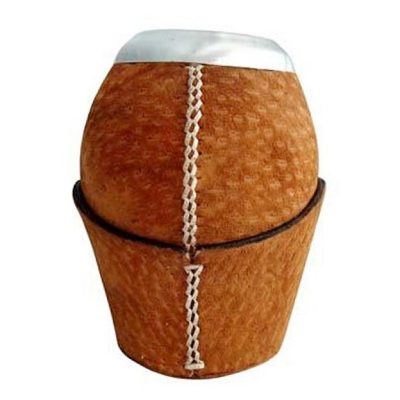 Carpincho / Capybara mate gourd with matching stand.
