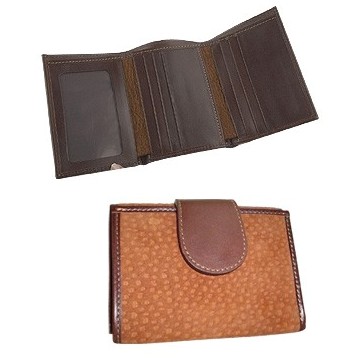 CAPYBARA CARPINCHO LEATHER TRI-FOLD UNISEX CREDIT CARD WALLET - HANDMADE IN ARGENTINA