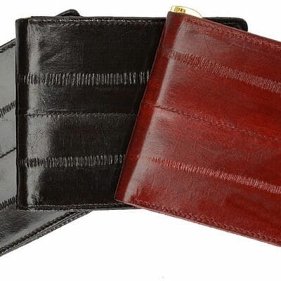 Genuine eel skin men's credit card and money clip wallet.