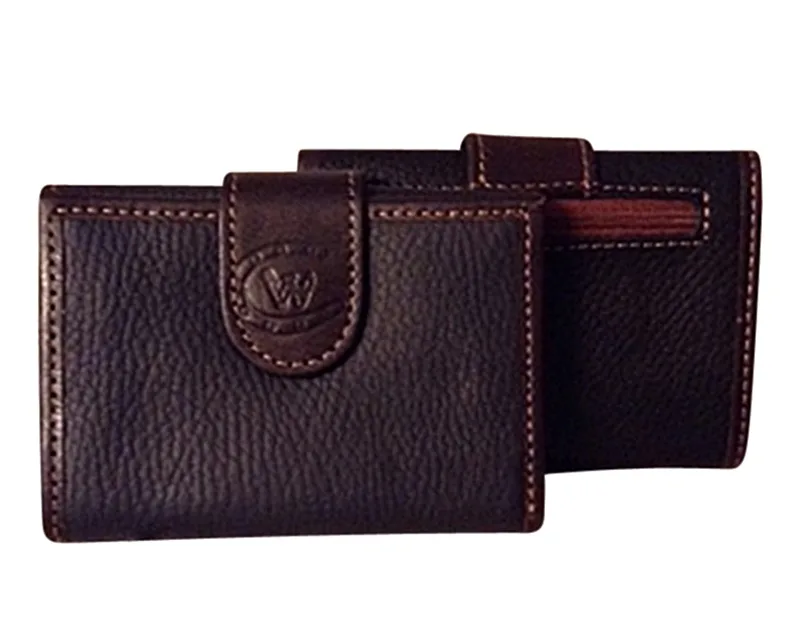Pebbled Argentinian leather tri-fold wallet.