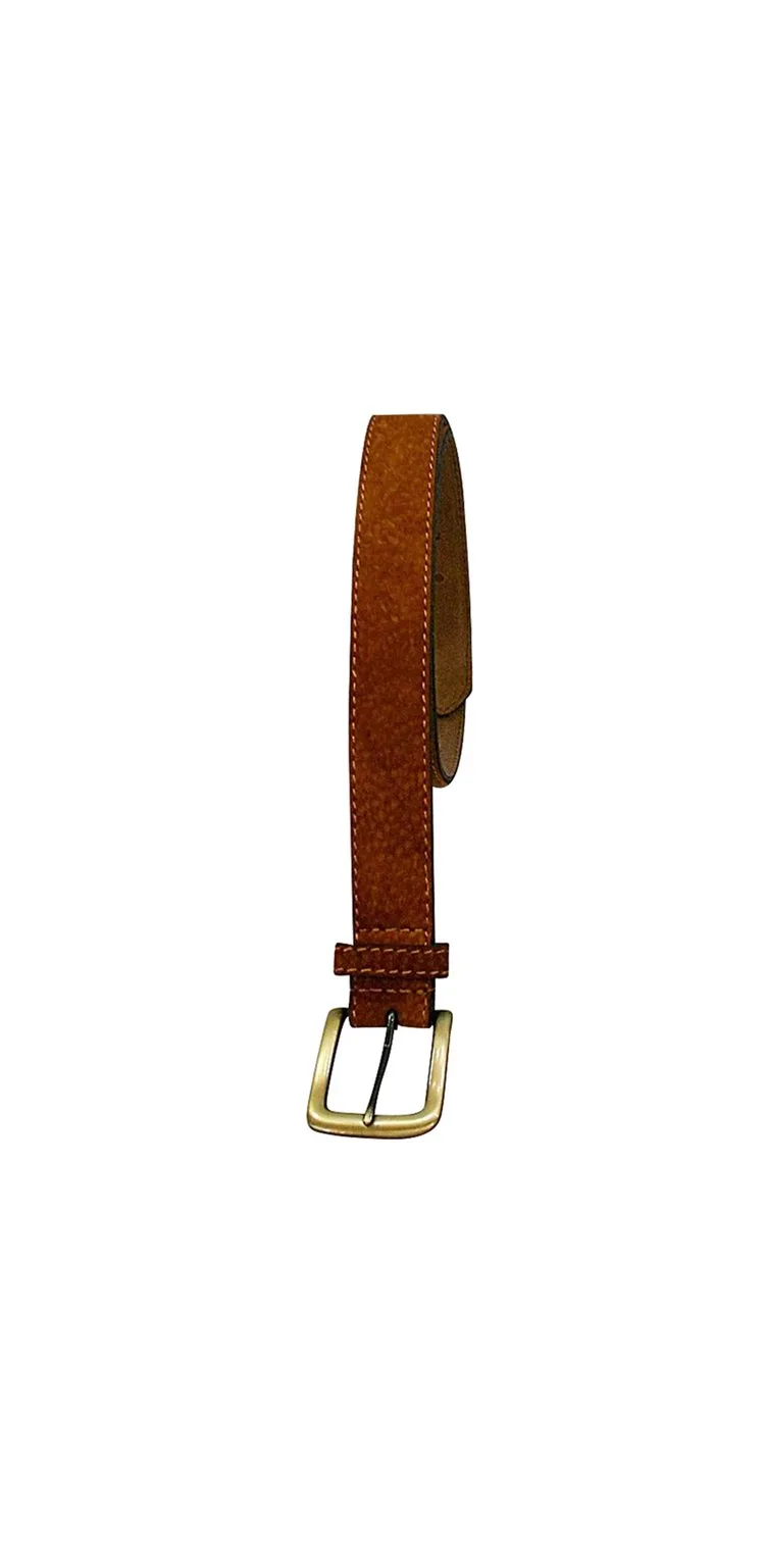 Carpincho capybara hide belt with brass buckle.