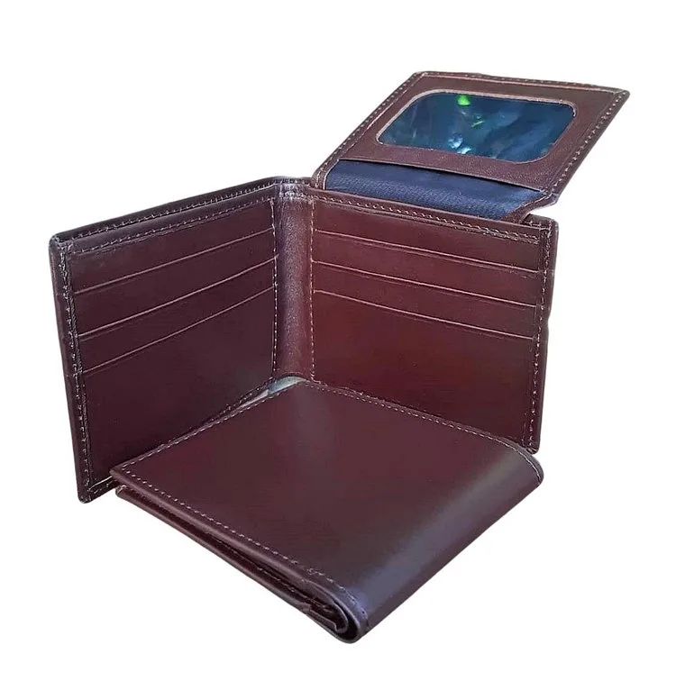 Chocolate brown full grain Argentinean cowhide leather men's wallet.