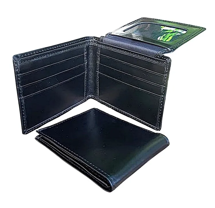 Black full grain Argentinean cowhide leather men's wallet.