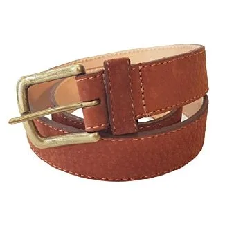 Carpincho capybara hide belt with brass buckle.
