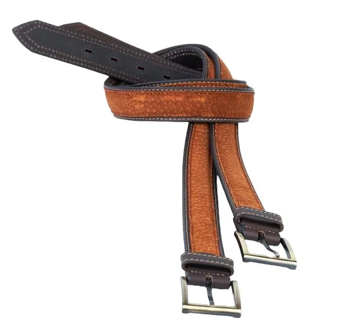 capybara carpincho & chocolate brown with brass buckle leather belt