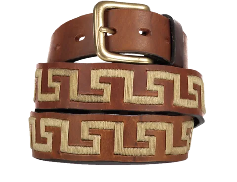 Leather polo belt featuring strong stitching and quality brass buckle