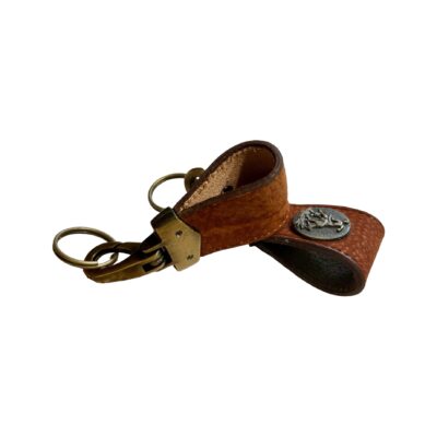 Carpincho / Capybara Hide and Brass Accented Belt Clip, Swivel Key Ring - PL-LLA16/9-C