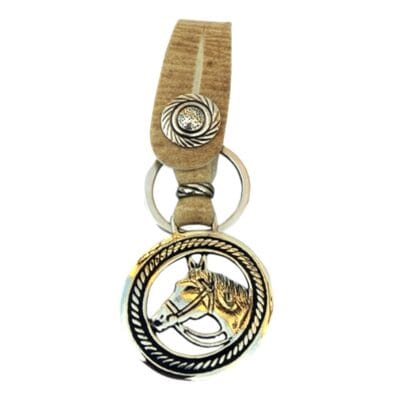Heavy Rawhide & Alpaca Silver Belt Style Handmade Keyring / Keychain - ARG-LLA-742/748-RH