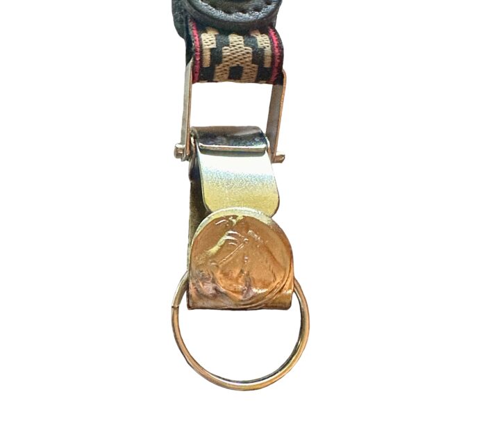 Belt Clip Styled Keychain in Genuine Argentine Leather – Black & Red Pampa Design, Handmade - Image 2