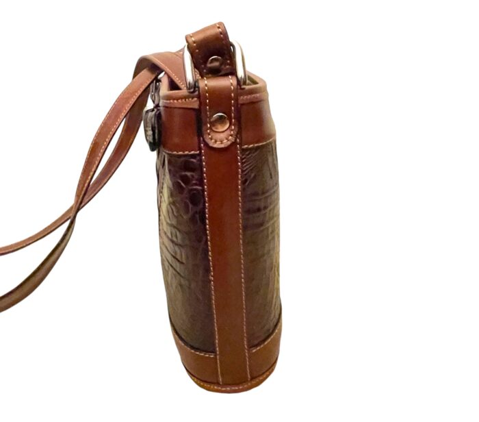 Cross Body Bag Cowhide Leather with Embossed Croc Pattern - Handmade in Buenos Aires - Image 3