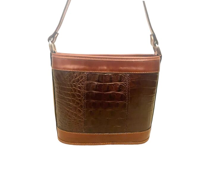 Cross Body Bag Cowhide Leather with Embossed Croc Pattern - Handmade in Buenos Aires - Image 4