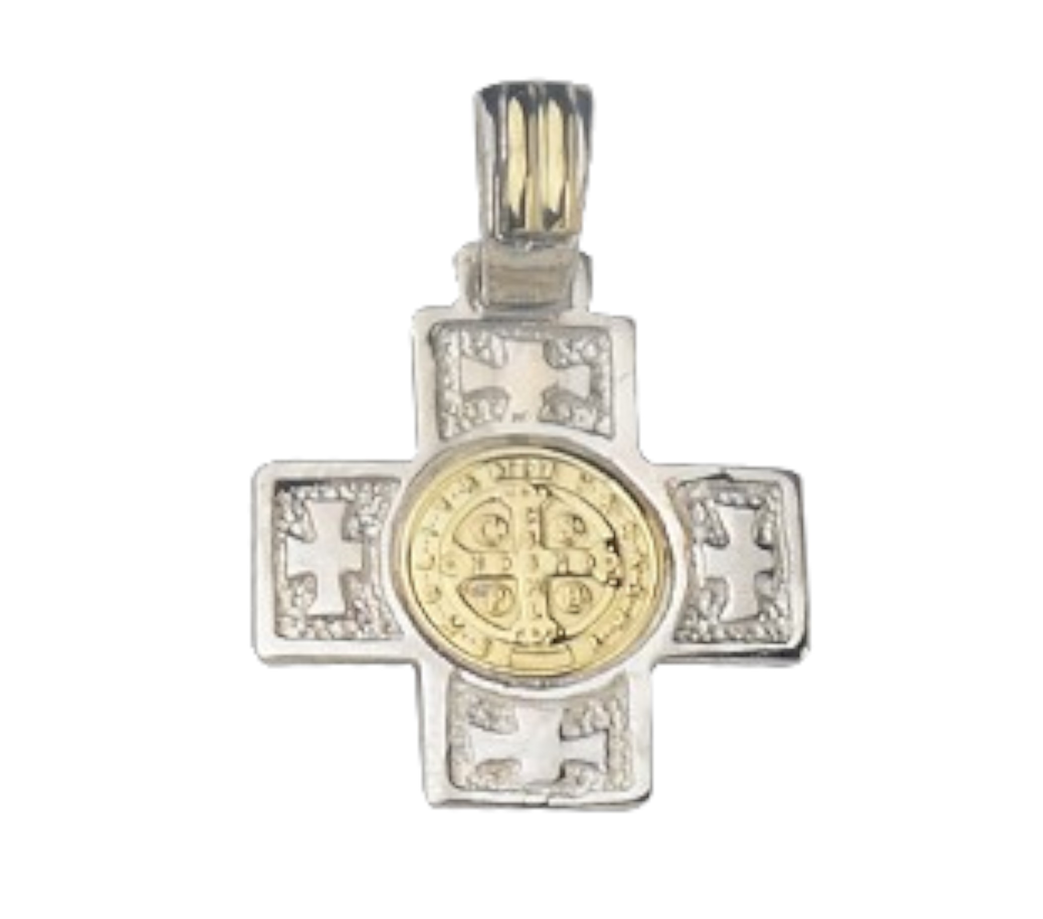 Silver and 18kt Gold Saint Benedict Cross Pendant