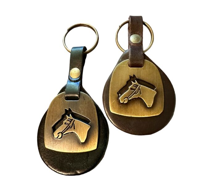 Genuine Argentine Leather Keychain with Brass Horsehead Motif – Two Styles - Image 2