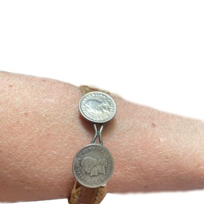 Rawhide Leather Bracelet with Centavo Coins