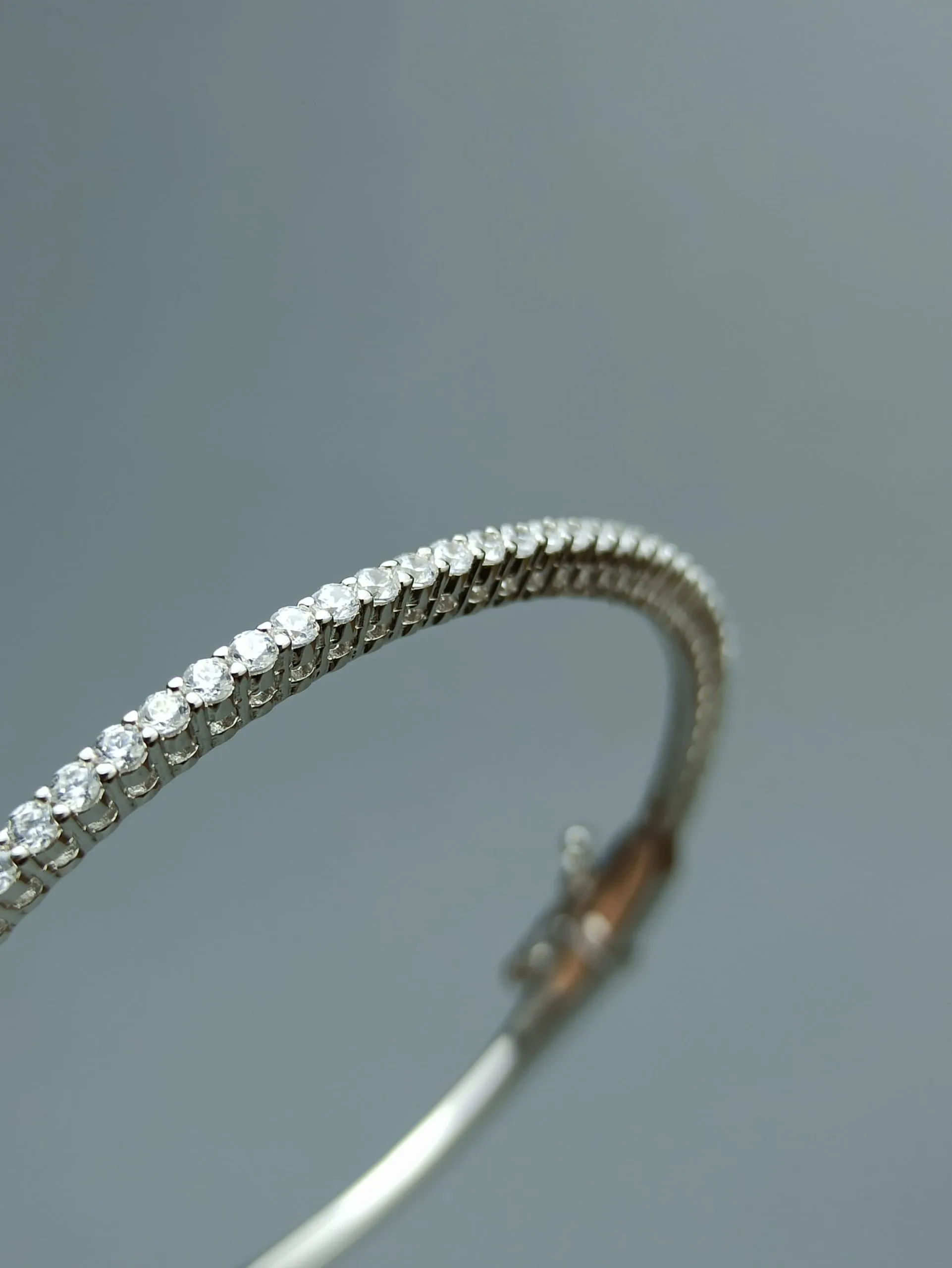 Solid Sterling Silver Bracelet with Channel Set Zirconia - Image 6