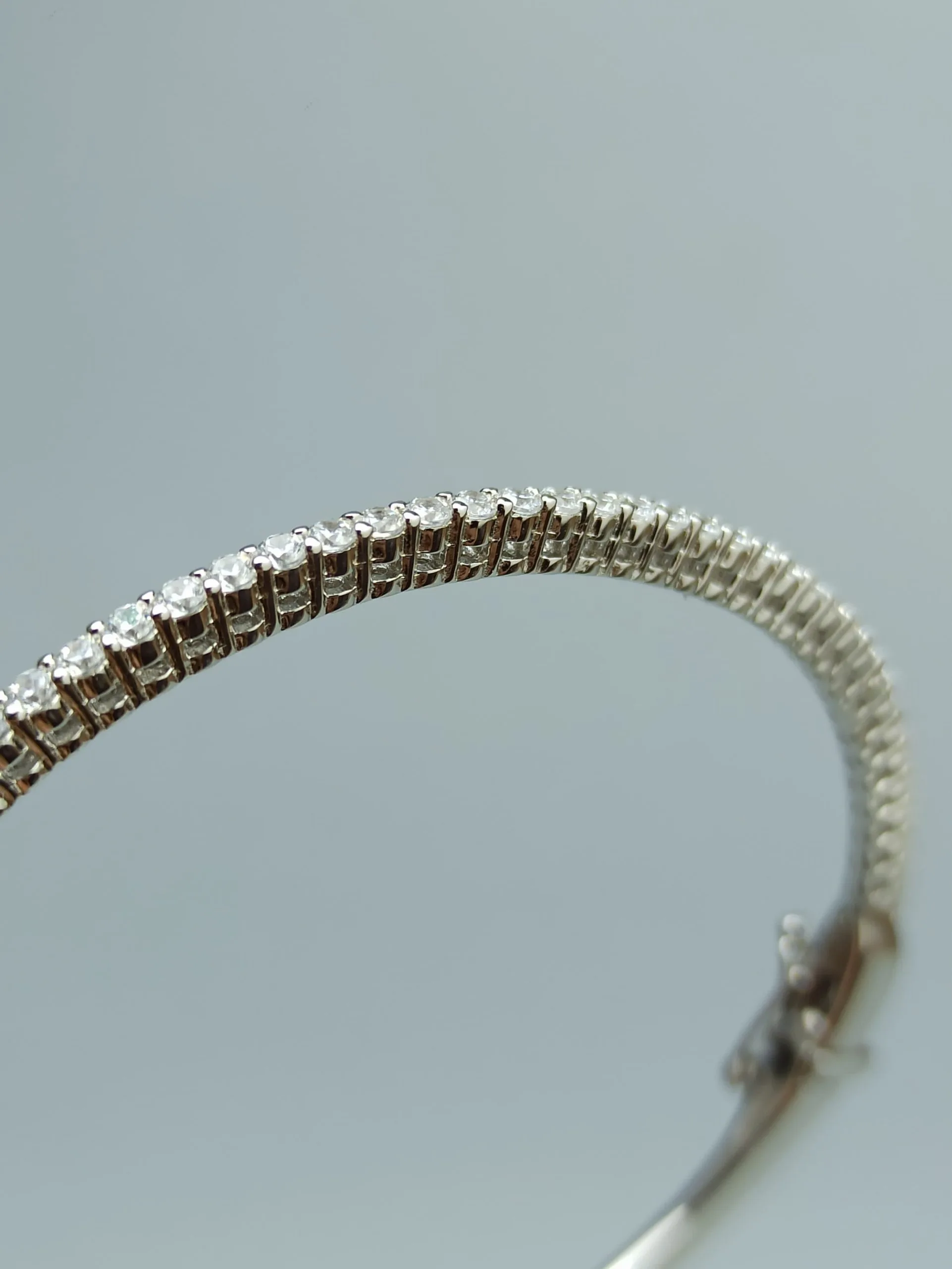 Solid Sterling Silver Bracelet with Channel Set Zirconia - Image 4