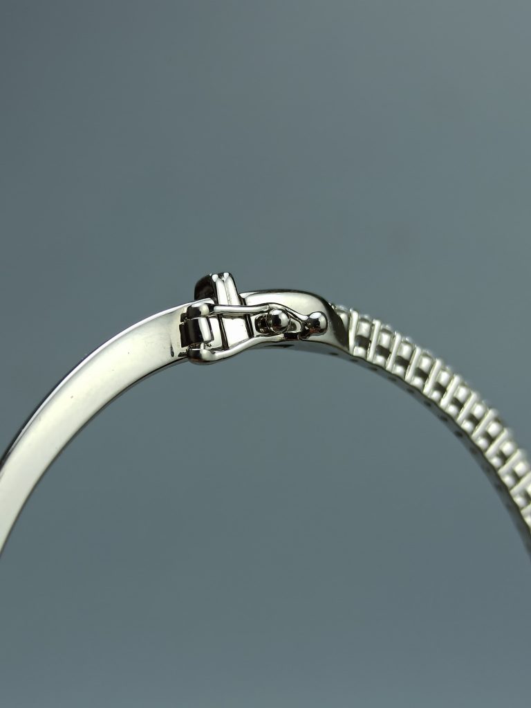 Solid Sterling Silver Bracelet with Channel Set Zirconia - Image 8