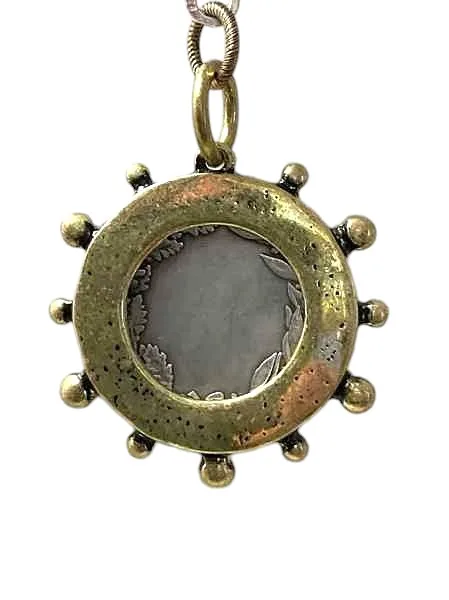 Handmade Stainless Steel and 18kt Gold Necklace with Horse Coin Pendant - Image 4