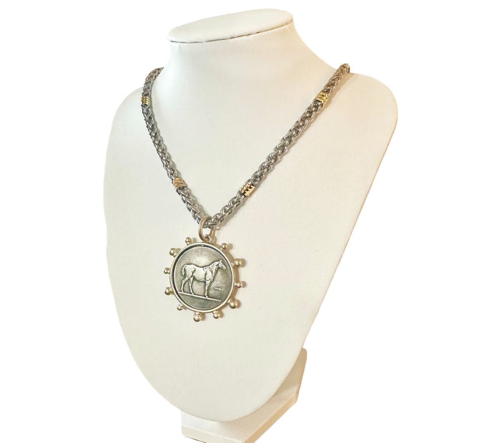 Equestrian 'Coin' Styled Pendant Medallion Necklace
