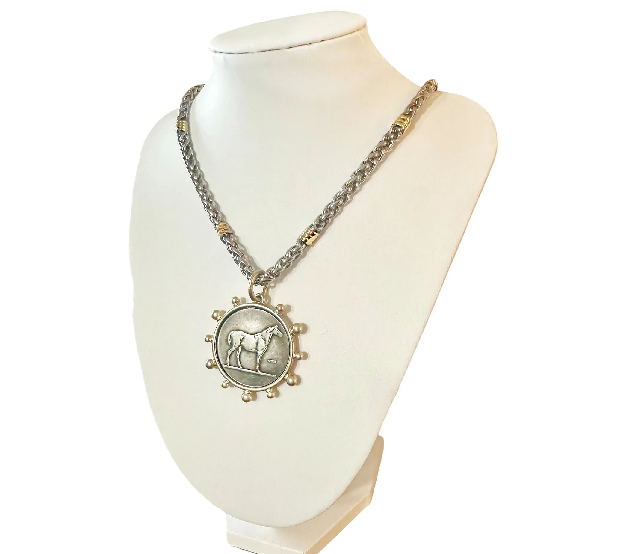 Equestrian 'Coin' Styled Pendant Medallion Necklace