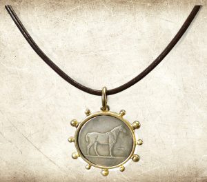 Equestrian pendant and leather choker