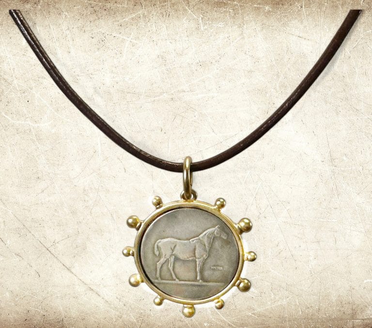 Equestrian pendant and leather choker