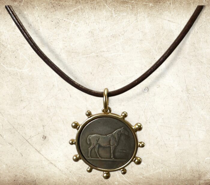 Equestrian Coin Style Pendant and Leather Choker - Image 2