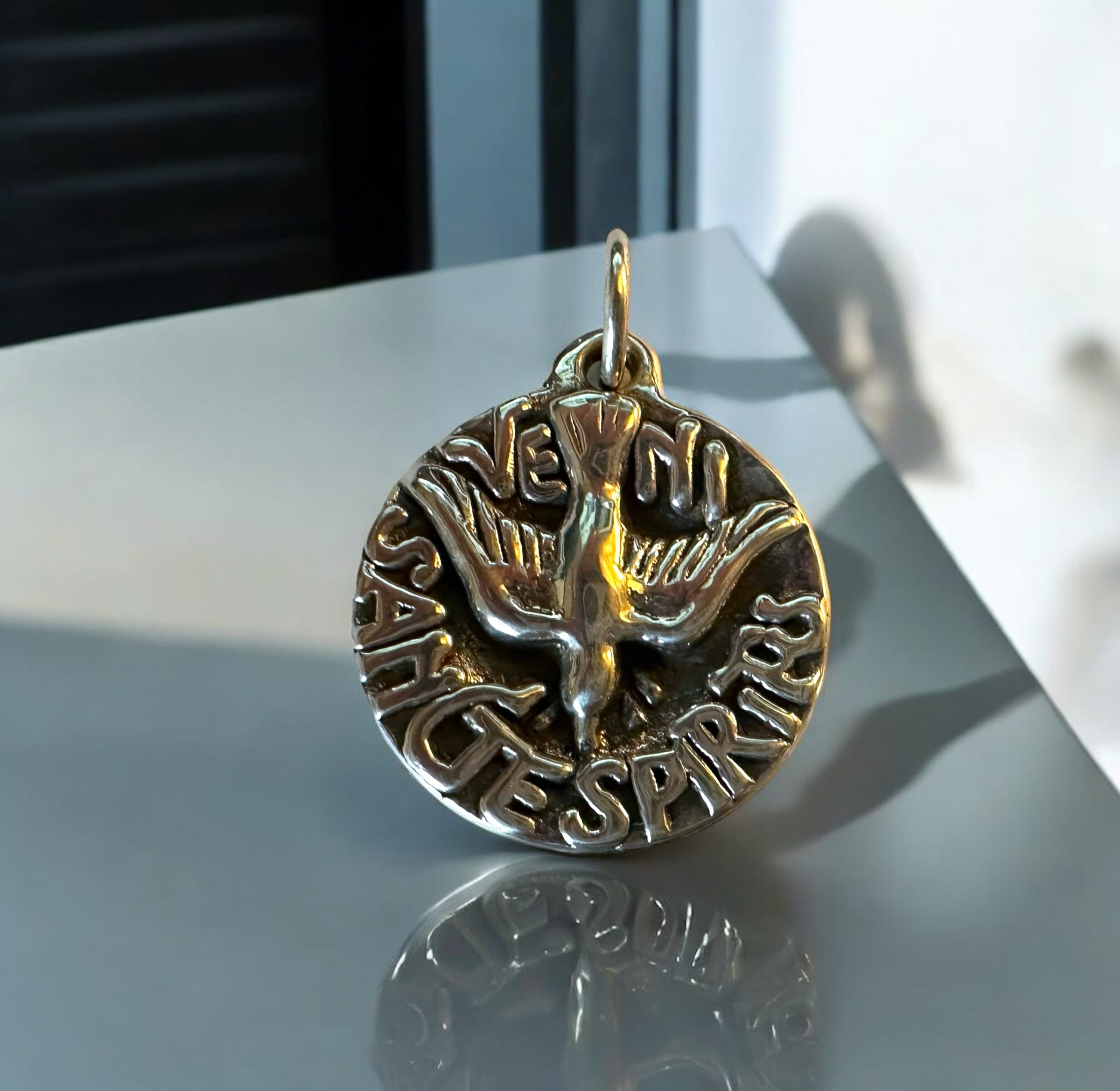 Exquisite Sterling Holy Spirit Medal