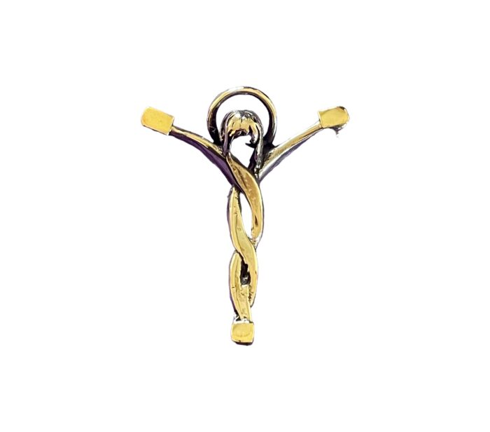 Solid Sterling Silver with 18kt Gold - Handmade Cut Out Modern Designed Christ Pendant - Image 2
