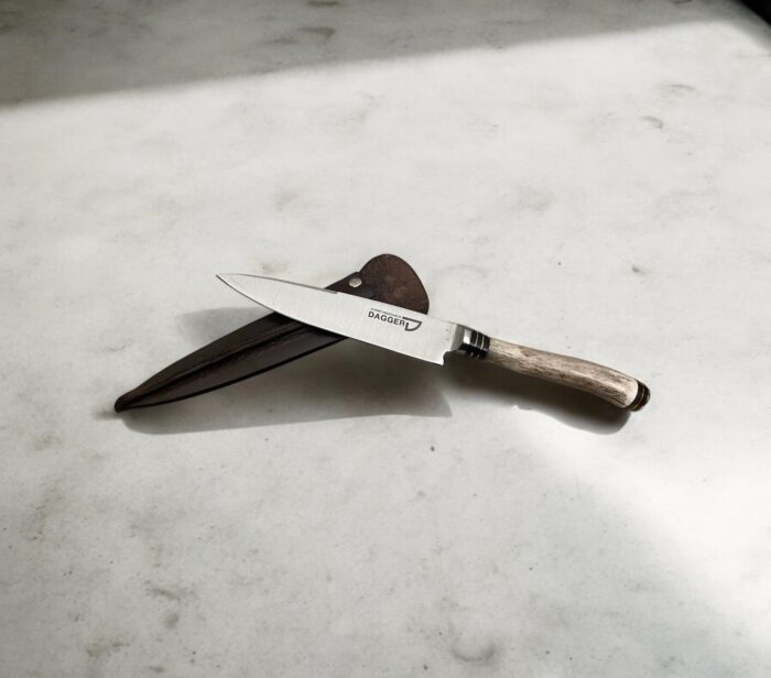 Genuine Staghorn and with Solid Brass Accents, Fixed Blade Gaucho Knife - Full Tang, Handmade 14cm Dagger Blade - Image 3