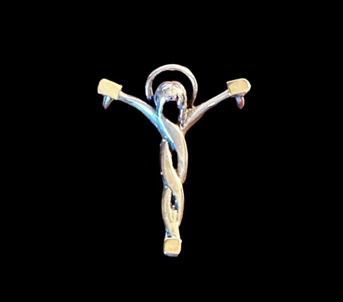 Solid Sterling Silver with 18kt Gold - Handmade Cut Out Modern Designed Christ Pendant - Image 3