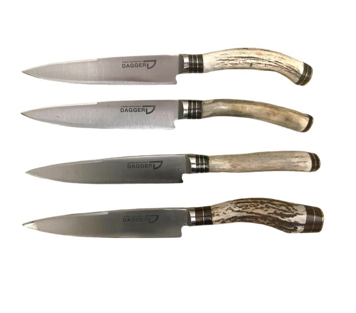 Genuine Staghorn and with Solid Brass Accents, Fixed Blade Gaucho Knife - Full Tang, Handmade 14cm Dagger Blade - Image 5