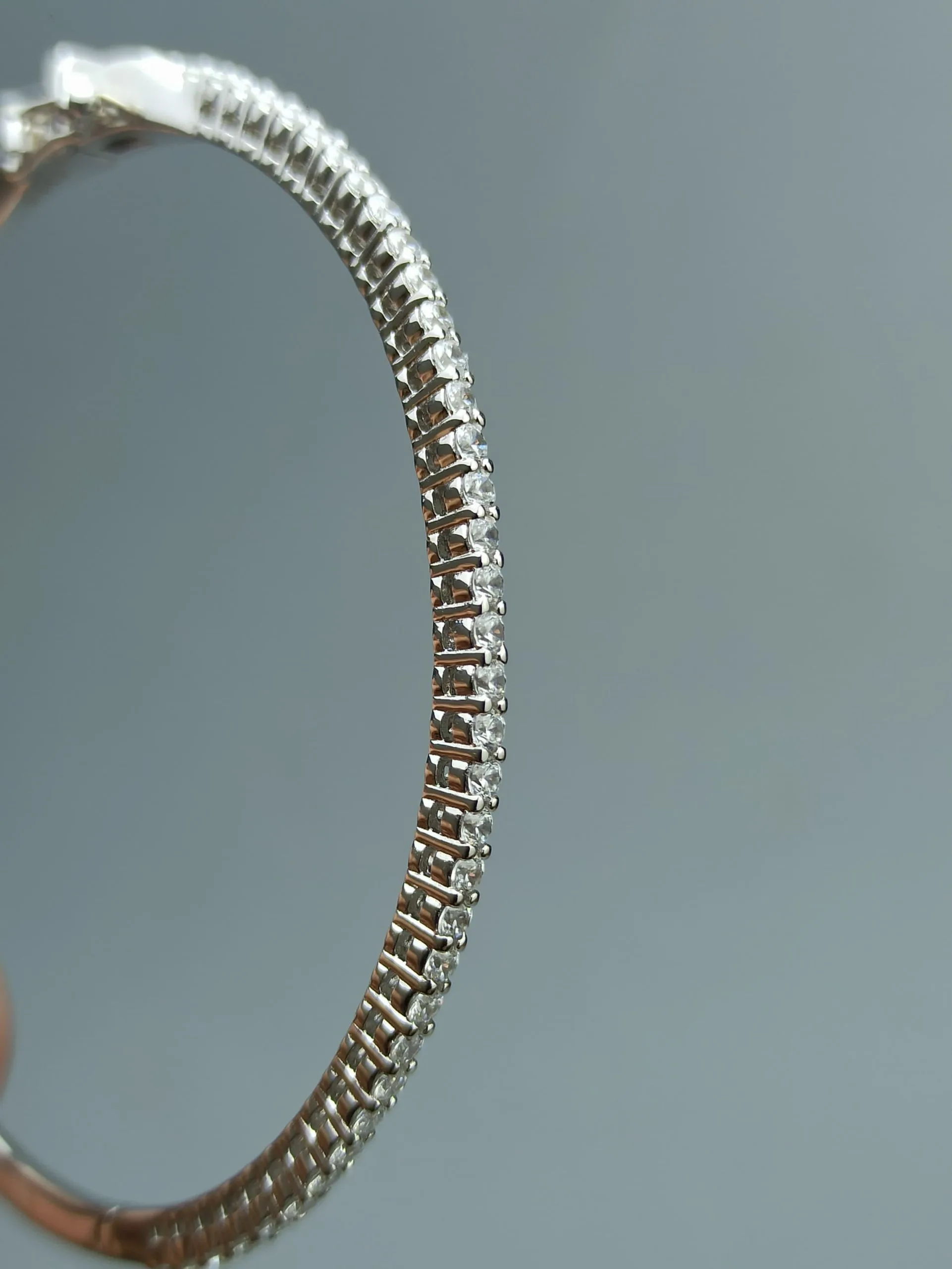 Solid Sterling Silver Bracelet with Channel Set Zirconia - Image 9