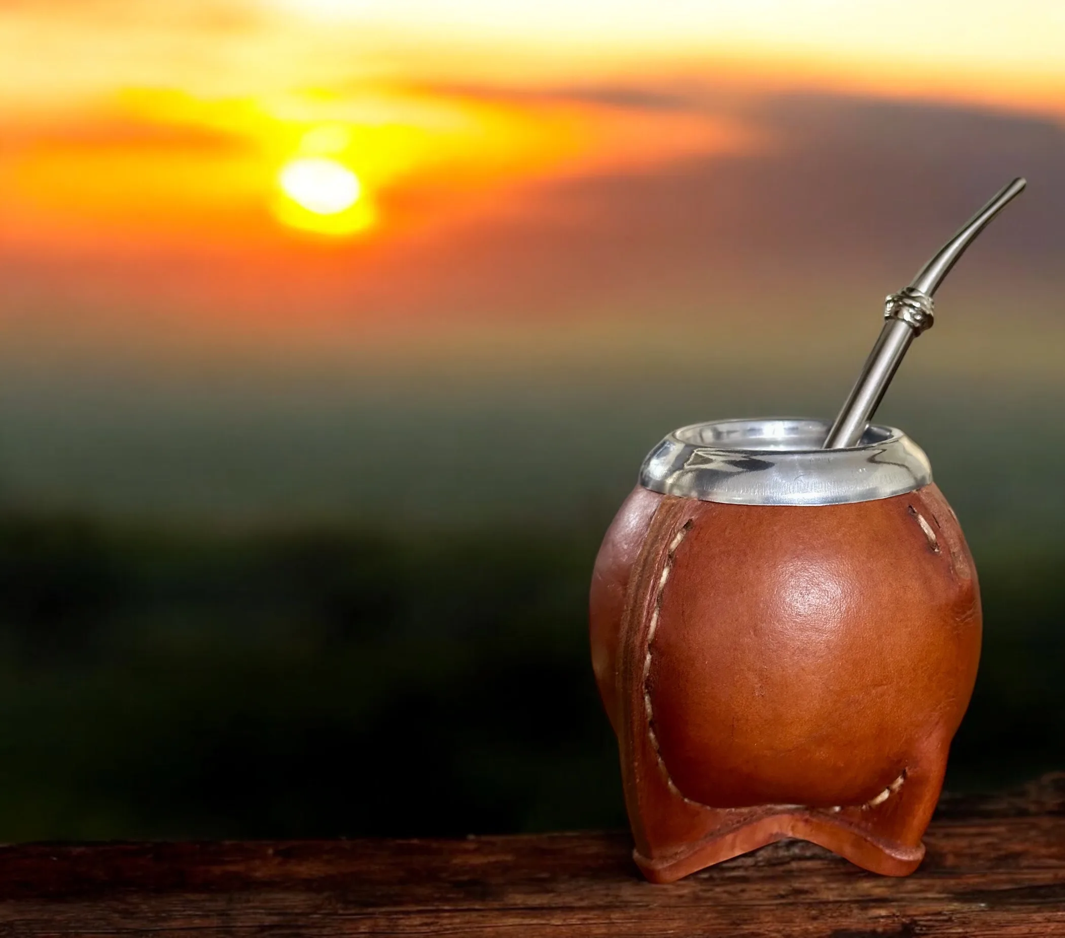 Handcrafted Argentine cowhide mate gourd