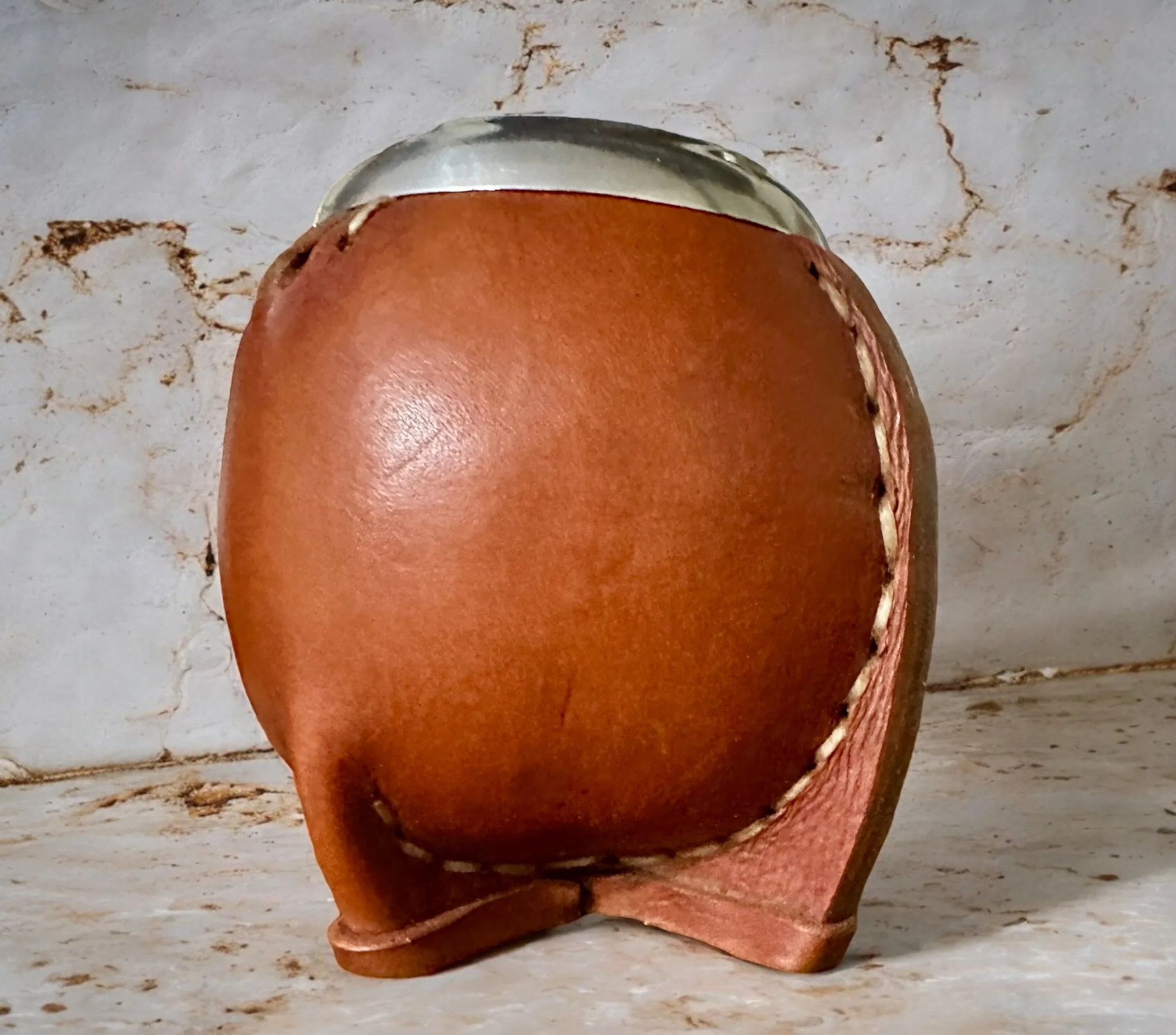 handcrafted Argentine cowhide mate gourd