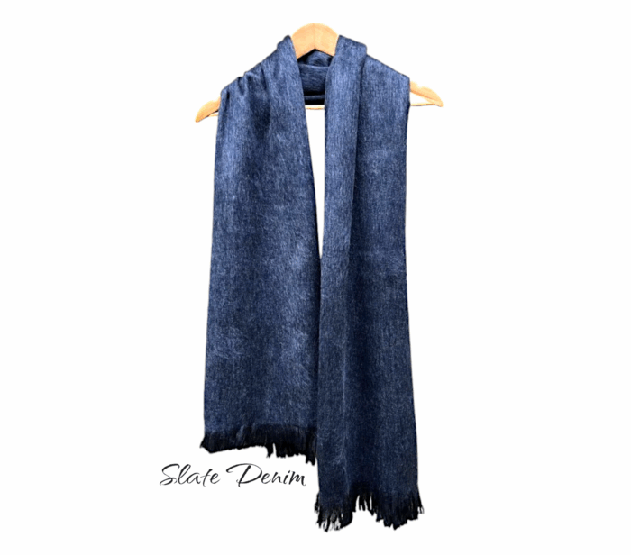 hypo-allergenic alpaca wrap | alpaca shawl denim color